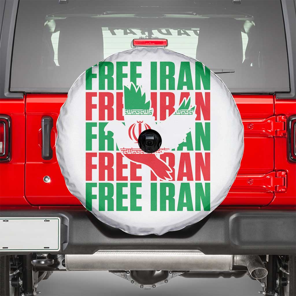 Freedom Dove Flag Spare Tire Cover Peaceful Iran Support TS12 White Print Your Wear