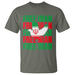 Freedom Dove Flag T Shirt Peaceful Iran Support TS12 Military Green Print Your Wear