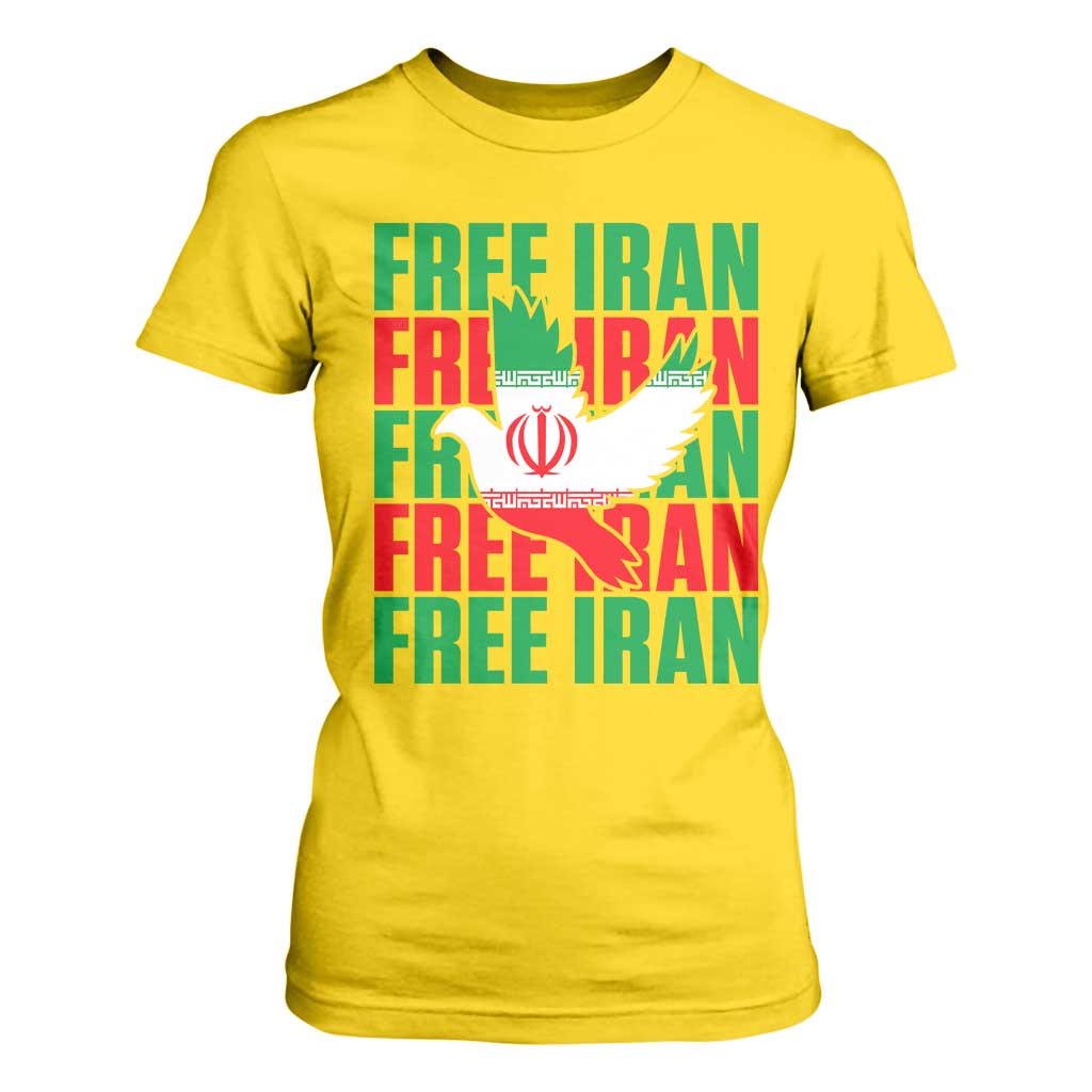 Freedom Dove Flag T Shirt For Women Peaceful Iran Support TS12 Daisy Print Your Wear
