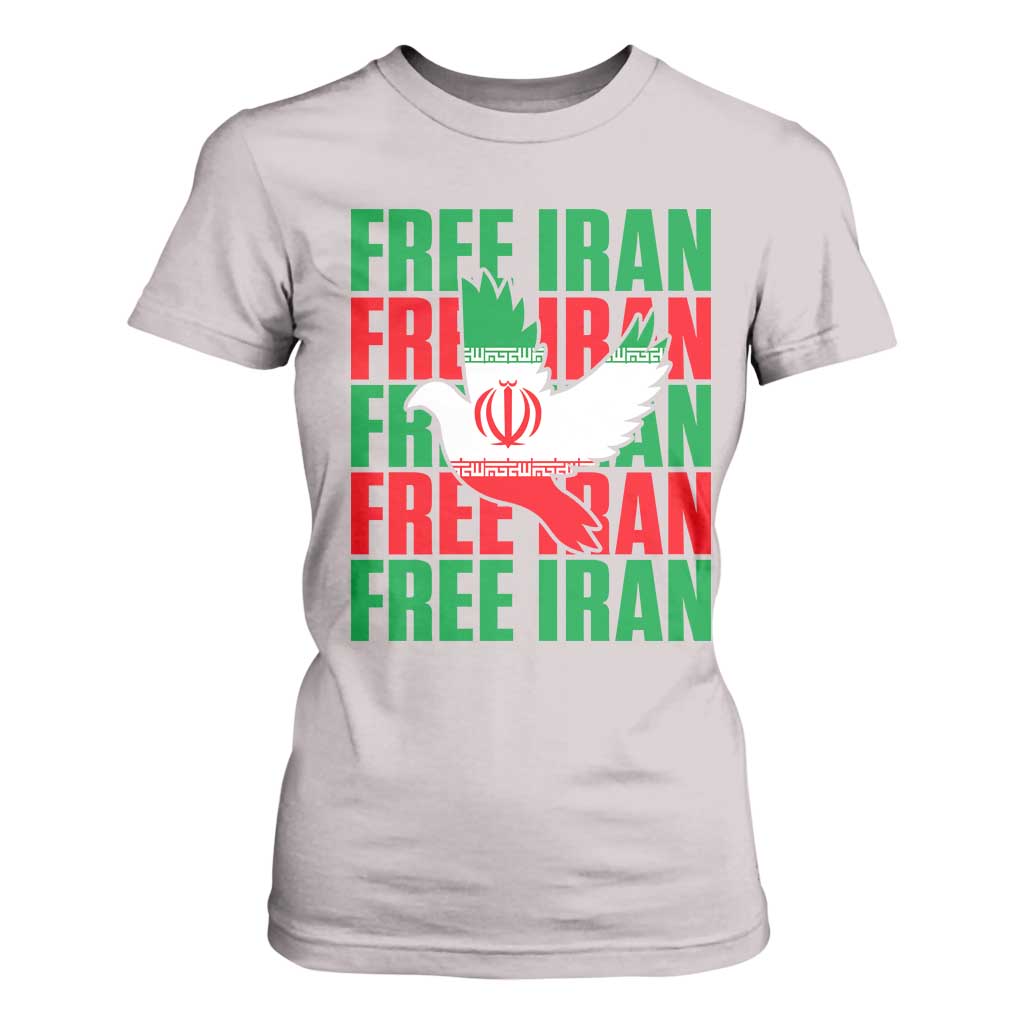 Freedom Dove Flag T Shirt For Women Peaceful Iran Support TS12 Ice Gray Print Your Wear