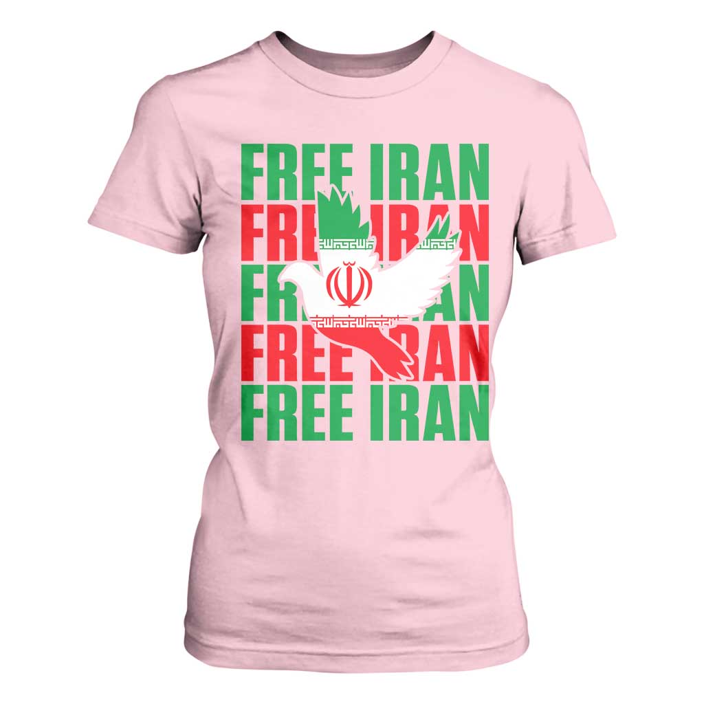 Freedom Dove Flag T Shirt For Women Peaceful Iran Support TS12 Light Pink Print Your Wear