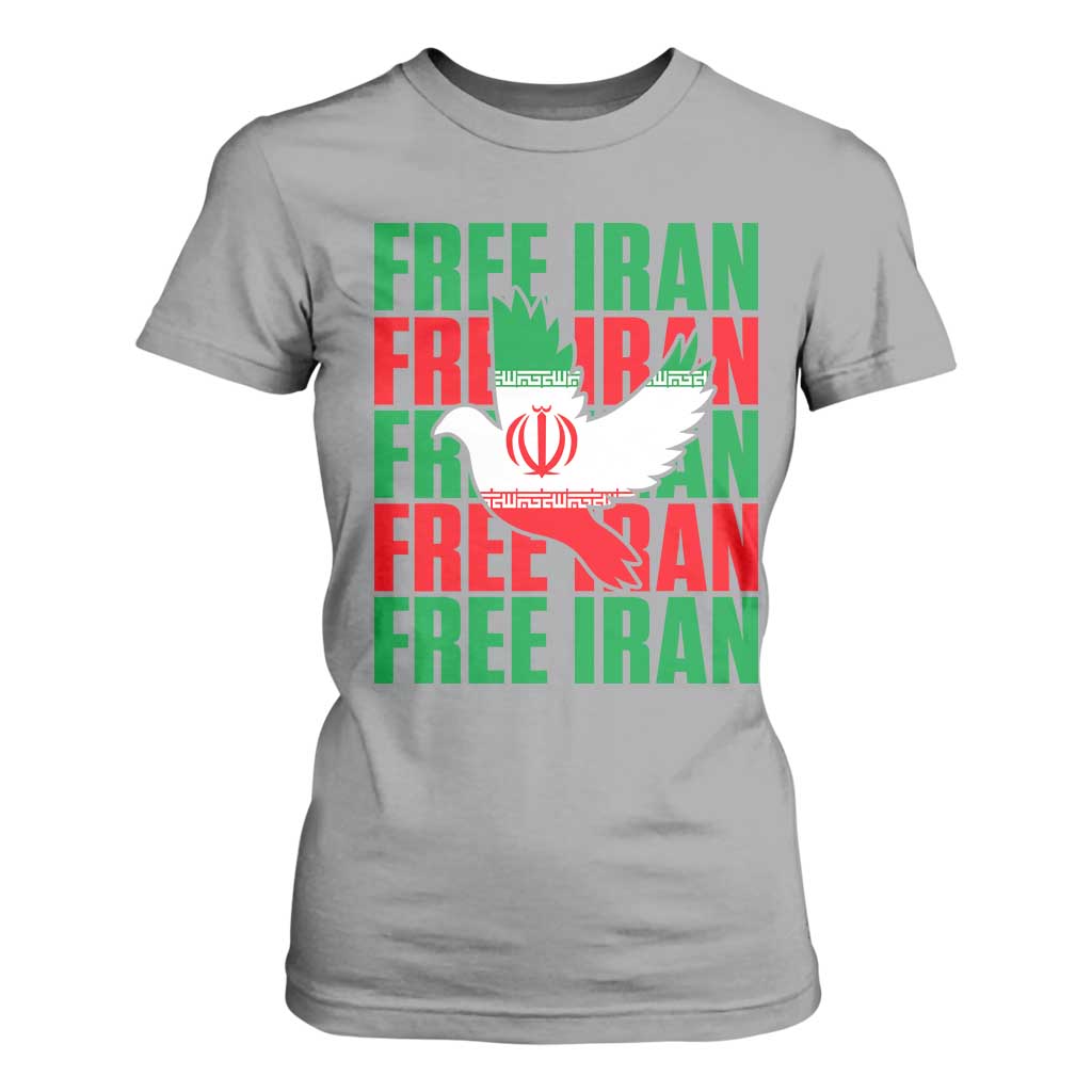 Freedom Dove Flag T Shirt For Women Peaceful Iran Support TS12 Sport Gray Print Your Wear