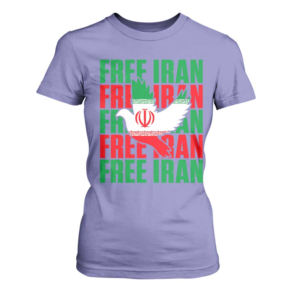 Freedom Dove Flag T Shirt For Women Peaceful Iran Support TS12 Violet Print Your Wear