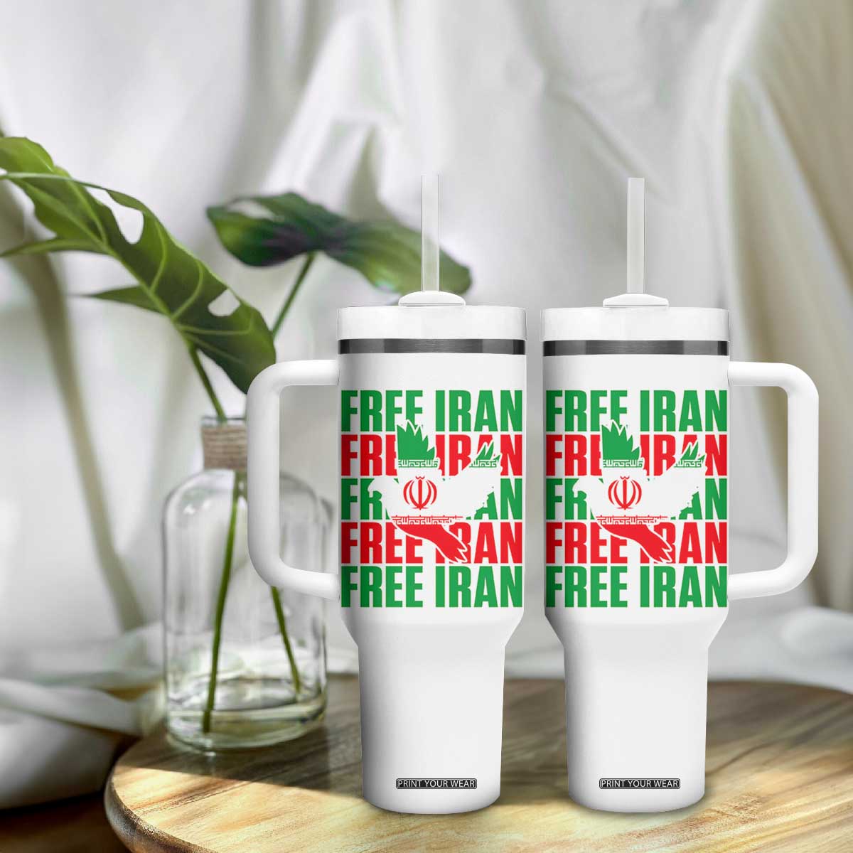 Freedom Dove Flag Tumbler With Handle Peaceful Iran Support TS12 Print Your Wear
