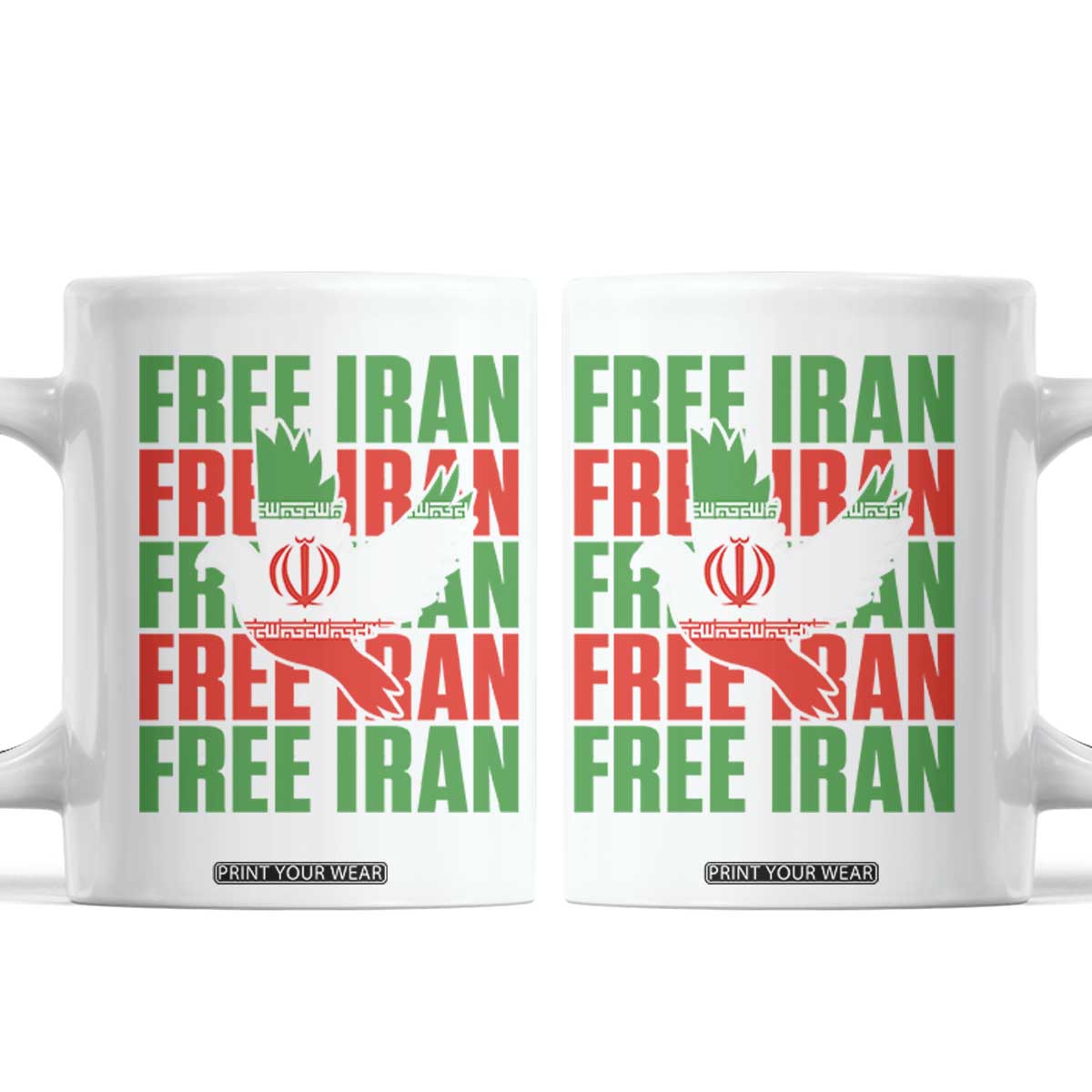 Freedom Dove Flag Coffee Mug Peaceful Iran Support TS12 White Print Your Wear