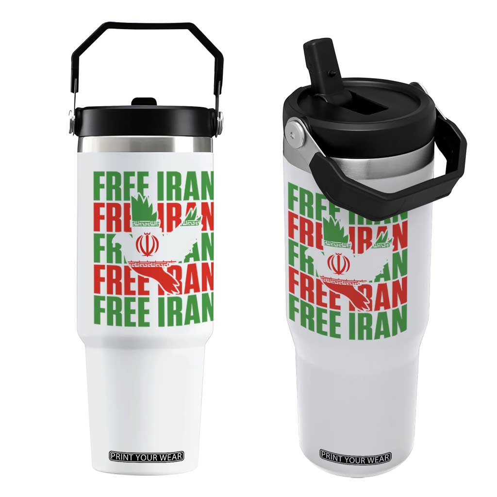 Freedom Dove Flag Flip Straw Tumbler Peaceful Iran Support TS12 One Size: 30 oz White Print Your Wear