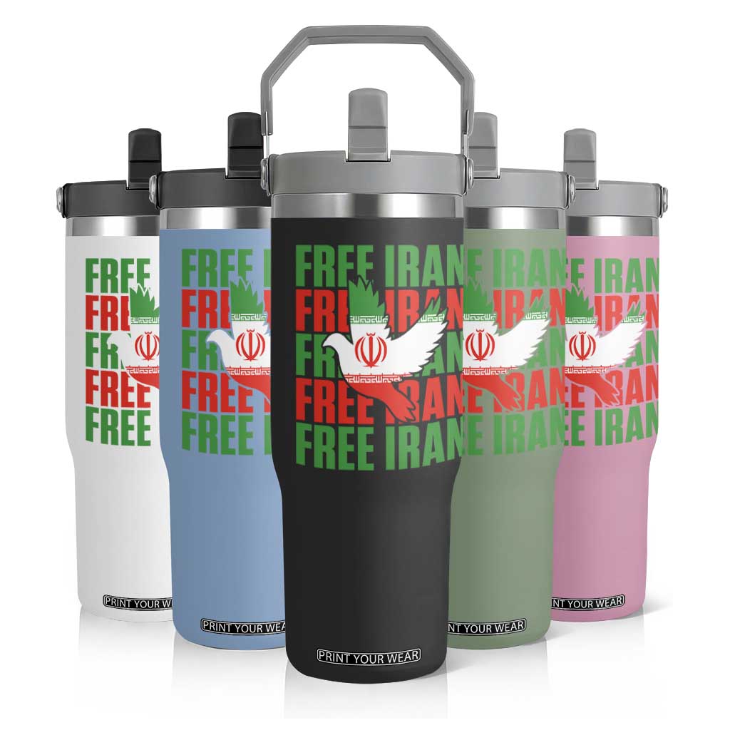 Freedom Dove Flag Flip Straw Tumbler Peaceful Iran Support TS12 Print Your Wear