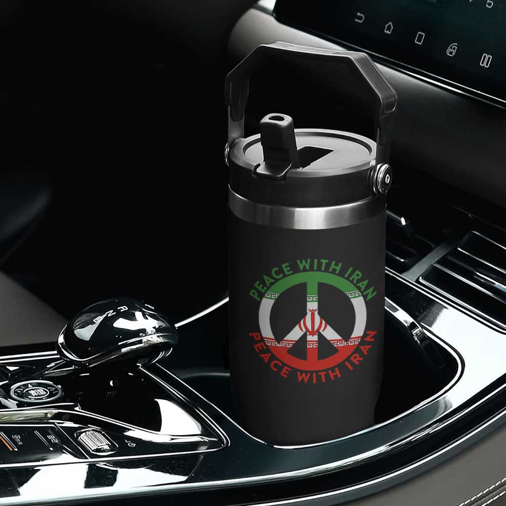 Peace With Iran Flip Straw Tumbler Not War In Middle East TS12 Print Your Wear