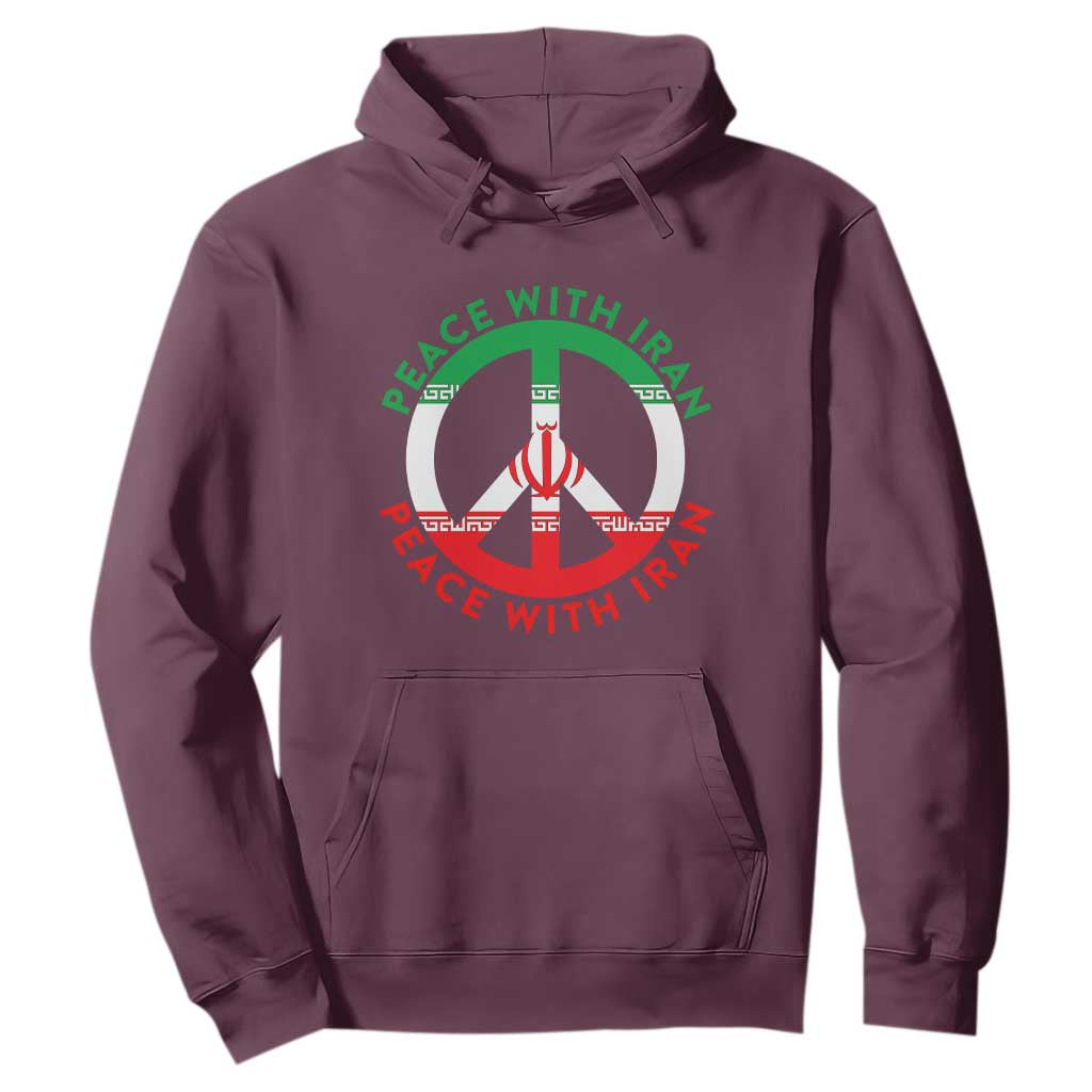 Peace With Iran Hoodie Not War In Middle East TS12 Maroon Print Your Wear