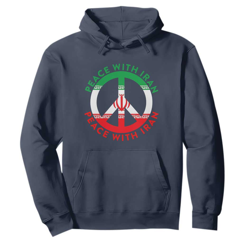 Peace With Iran Hoodie Not War In Middle East TS12 Navy Print Your Wear
