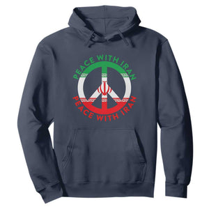 Peace With Iran Hoodie Not War In Middle East TS12 Navy Print Your Wear