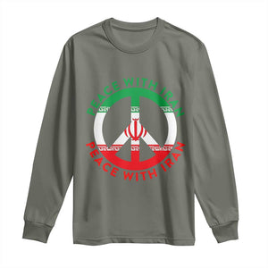Peace With Iran Long Sleeve Shirt Not War In Middle East TS12 Military Green Print Your Wear