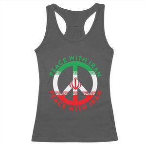 Peace With Iran Racerback Tank Top Not War In Middle East TS12 Dark Heather Print Your Wear
