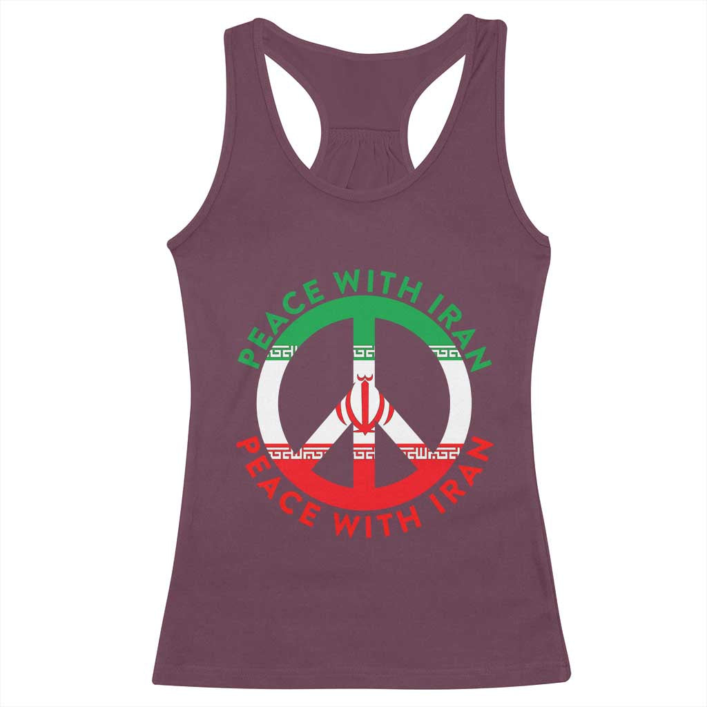 Peace With Iran Racerback Tank Top Not War In Middle East TS12 Maroon Print Your Wear
