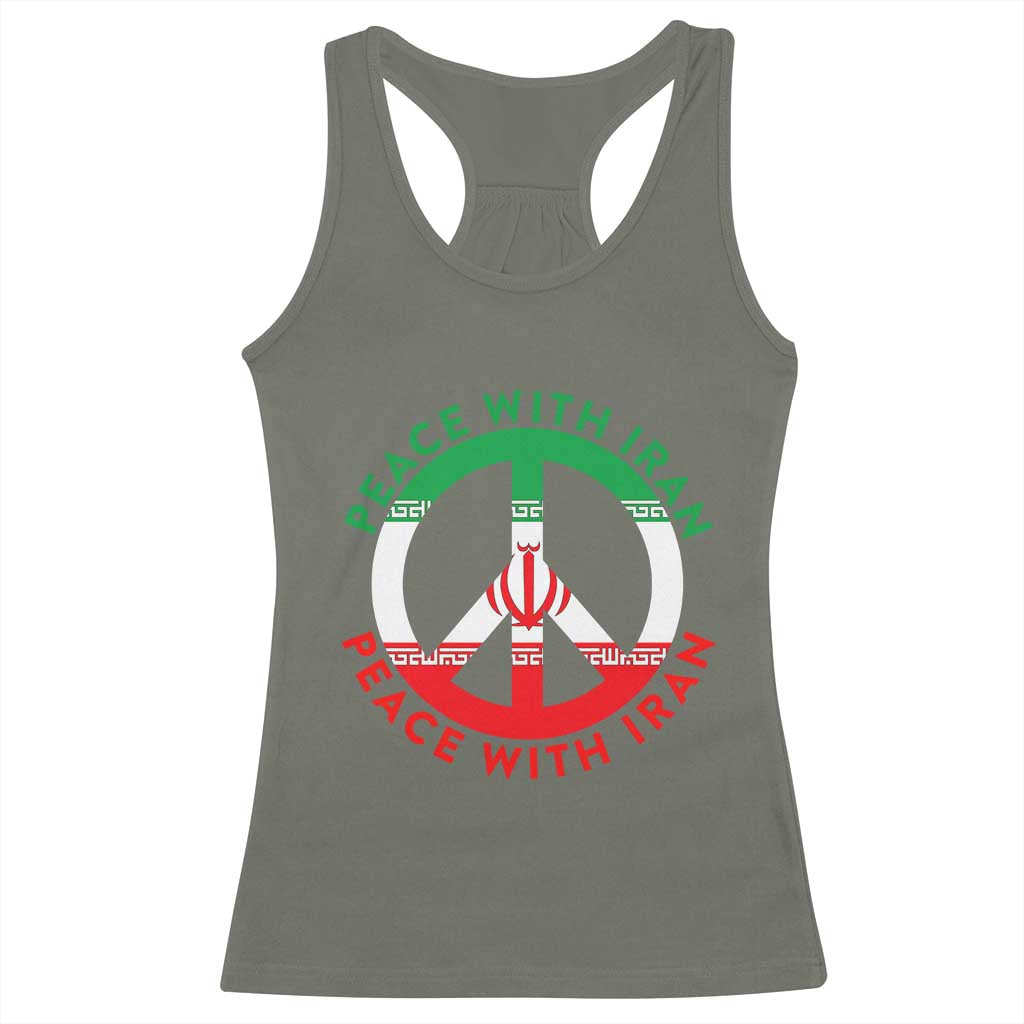 Peace With Iran Racerback Tank Top Not War In Middle East TS12 Military Green Print Your Wear