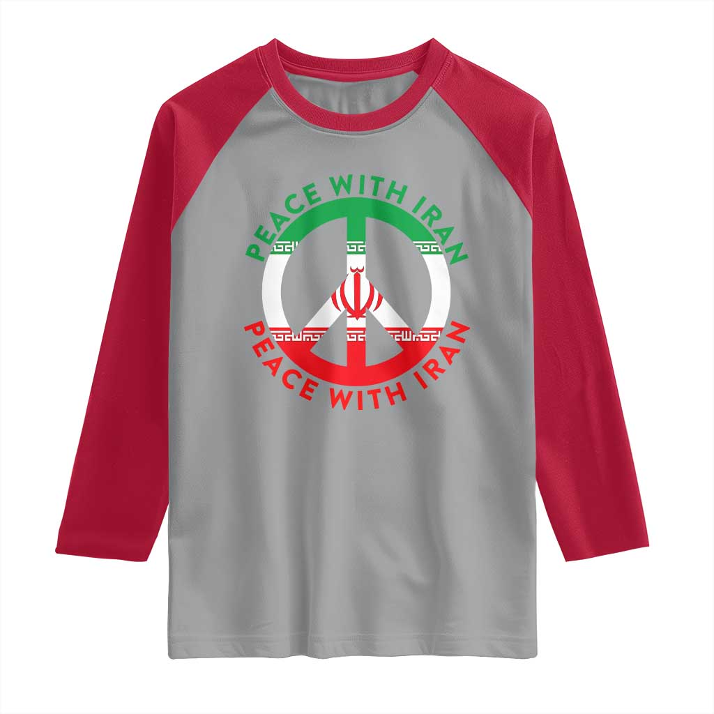 Peace With Iran Raglan Shirt Not War In Middle East TS12 Sport Gray Red Print Your Wear