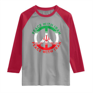 Peace With Iran Raglan Shirt Not War In Middle East TS12 Sport Gray Red Print Your Wear