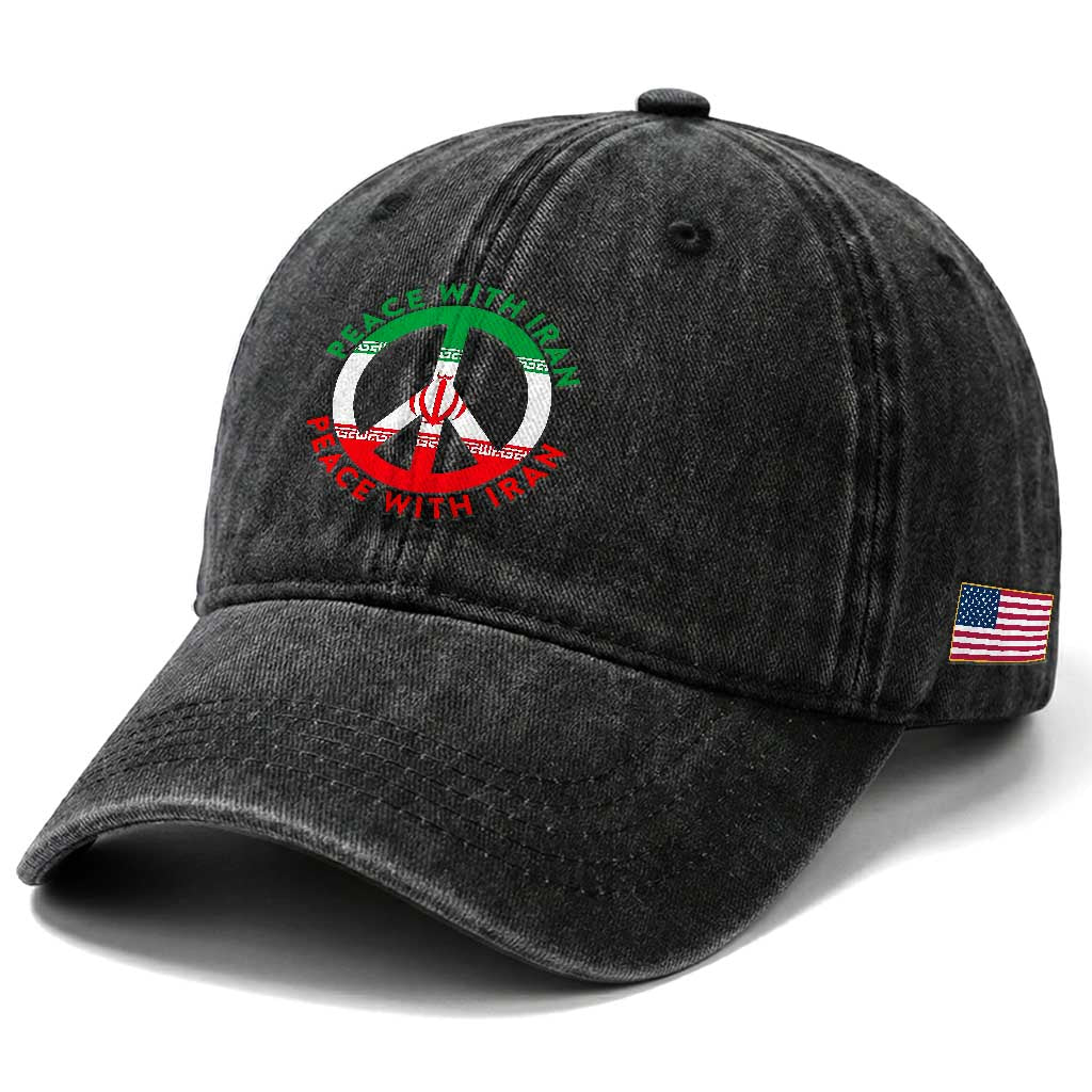 Peace With Iran Washed Cotton Baseball Cap Not War In Middle East TS12 Print Your Wear