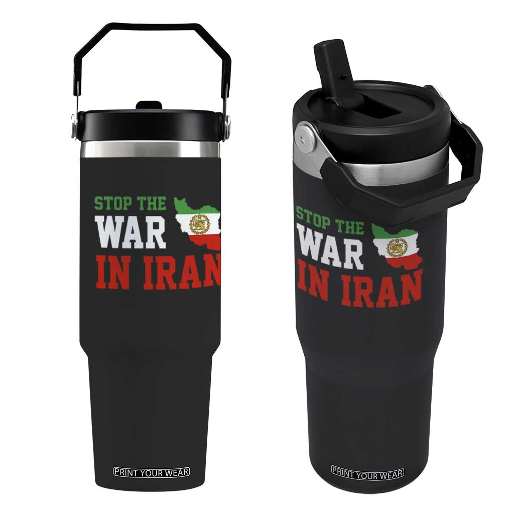 Stop The War In Iran Flip Straw Tumbler Iran Freedom Protest TS12 One Size: 30 oz Black Print Your Wear