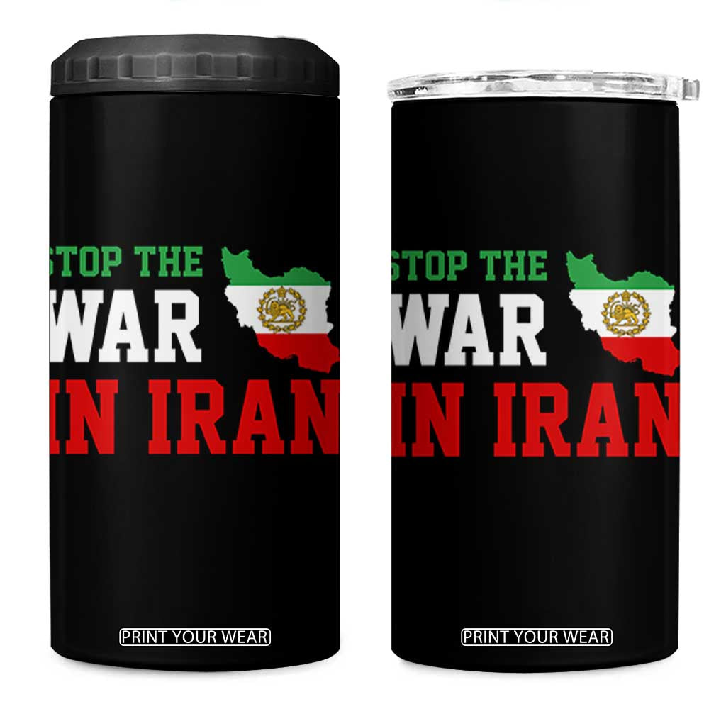 Stop The War In Iran 4 in 1 Can Cooler Tumbler Iran Freedom Protest TS12 One Size: 16 oz Black Print Your Wear