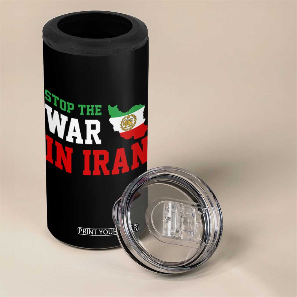 Stop The War In Iran 4 in 1 Can Cooler Tumbler Iran Freedom Protest TS12 Print Your Wear