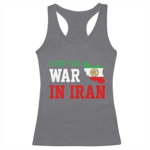 Stop The War In Iran Racerback Tank Top Iran Freedom Protest TS12 Charcoal Print Your Wear