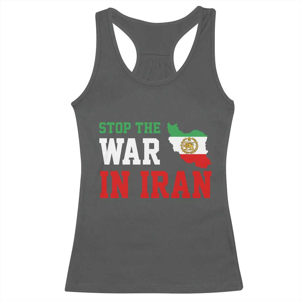Stop The War In Iran Racerback Tank Top Iran Freedom Protest TS12 Dark Heather Print Your Wear