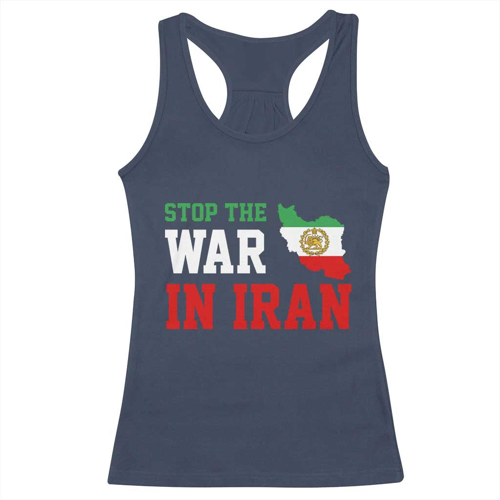 Stop The War In Iran Racerback Tank Top Iran Freedom Protest TS12 Navy Print Your Wear