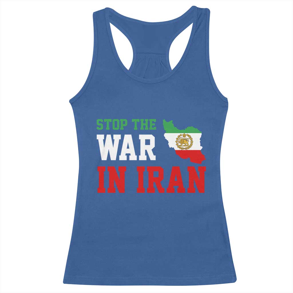 Stop The War In Iran Racerback Tank Top Iran Freedom Protest TS12 Royal Blue Print Your Wear