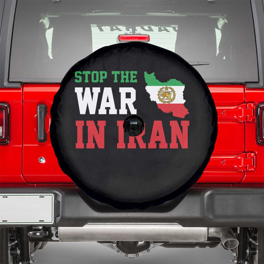 Stop The War In Iran Spare Tire Cover Iran Freedom Protest TS12 Black Print Your Wear