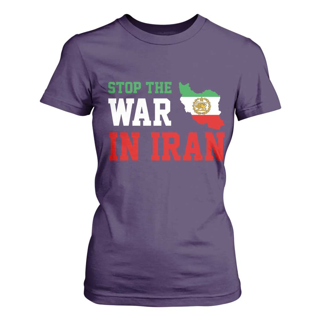 Stop The War In Iran T Shirt For Women Iran Freedom Protest TS12 Purple Print Your Wear