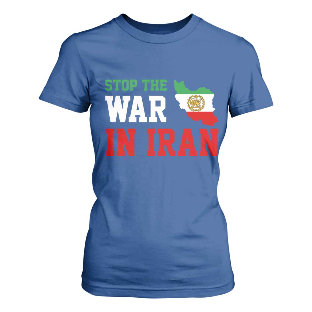 Stop The War In Iran T Shirt For Women Iran Freedom Protest TS12 Royal Blue Print Your Wear