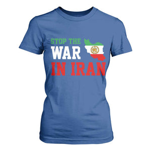 Stop The War In Iran T Shirt For Women Iran Freedom Protest TS12 Royal Blue Print Your Wear
