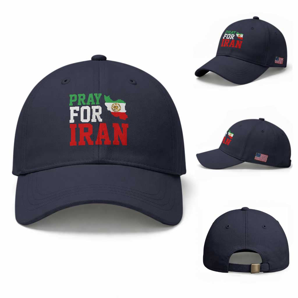 Pray For Iran Baseball Cap Anti War Protest Apparel Gift TS12 Baseball Cap Universal Fit Navy Print Your Wear