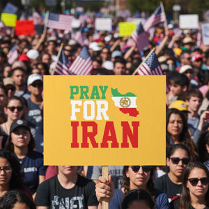 Pray For Iran Protest Sign Anti War Protest Apparel Gift TS12 Horizontal 18" × 24" Yellow Print Your Wear
