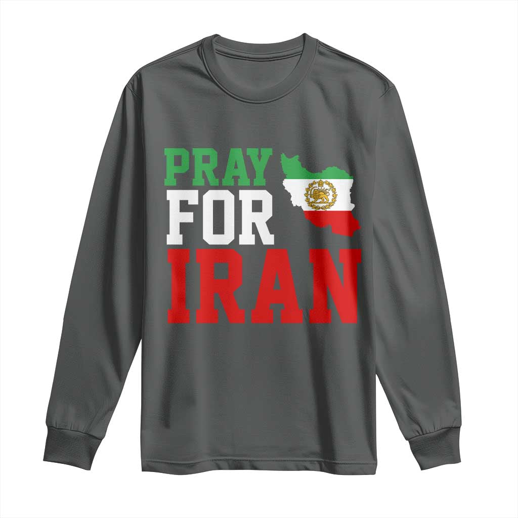Pray For Iran Long Sleeve Shirt Anti War Protest Apparel Gift TS12 Dark Heather Print Your Wear