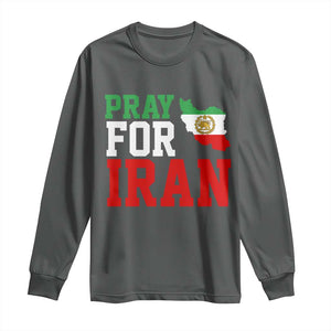 Pray For Iran Long Sleeve Shirt Anti War Protest Apparel Gift TS12 Dark Heather Print Your Wear