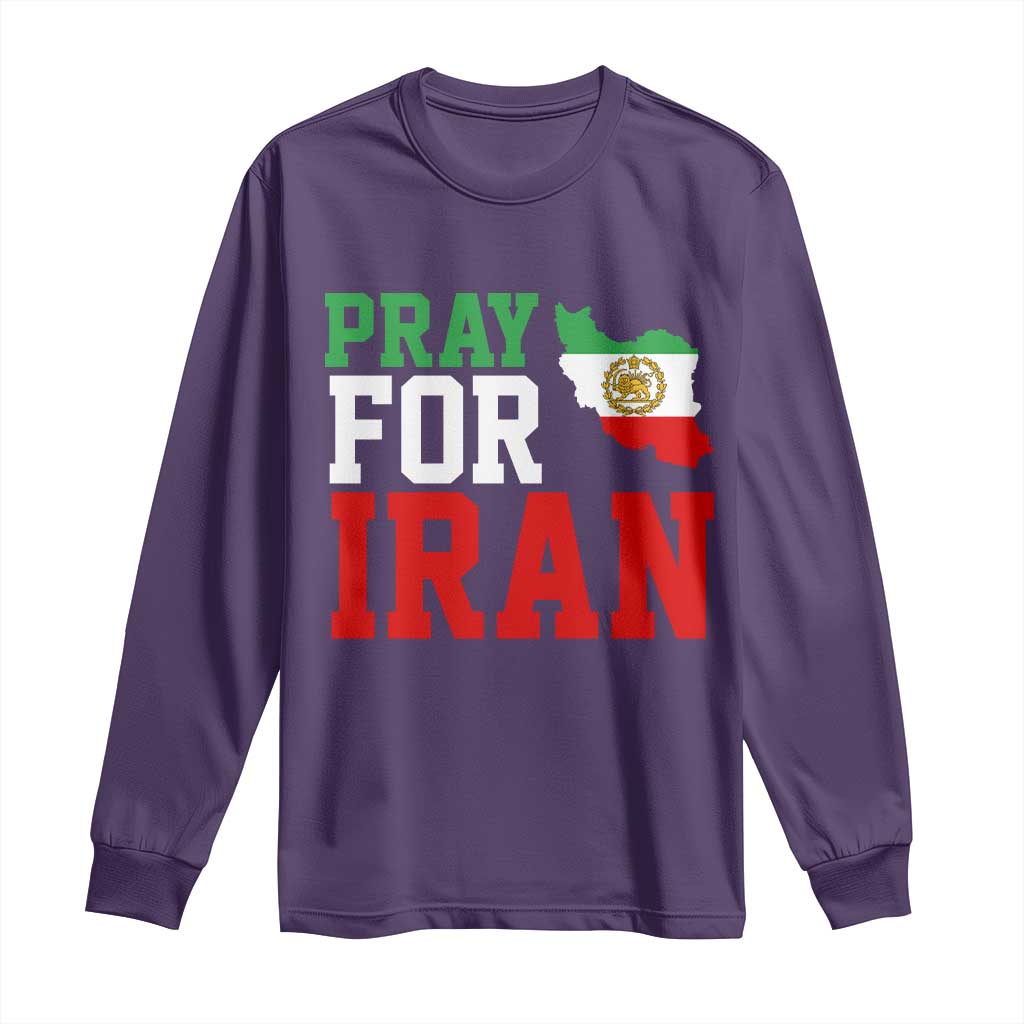 Pray For Iran Long Sleeve Shirt Anti War Protest Apparel Gift TS12 Purple Print Your Wear