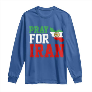 Pray For Iran Long Sleeve Shirt Anti War Protest Apparel Gift TS12 Royal Blue Print Your Wear