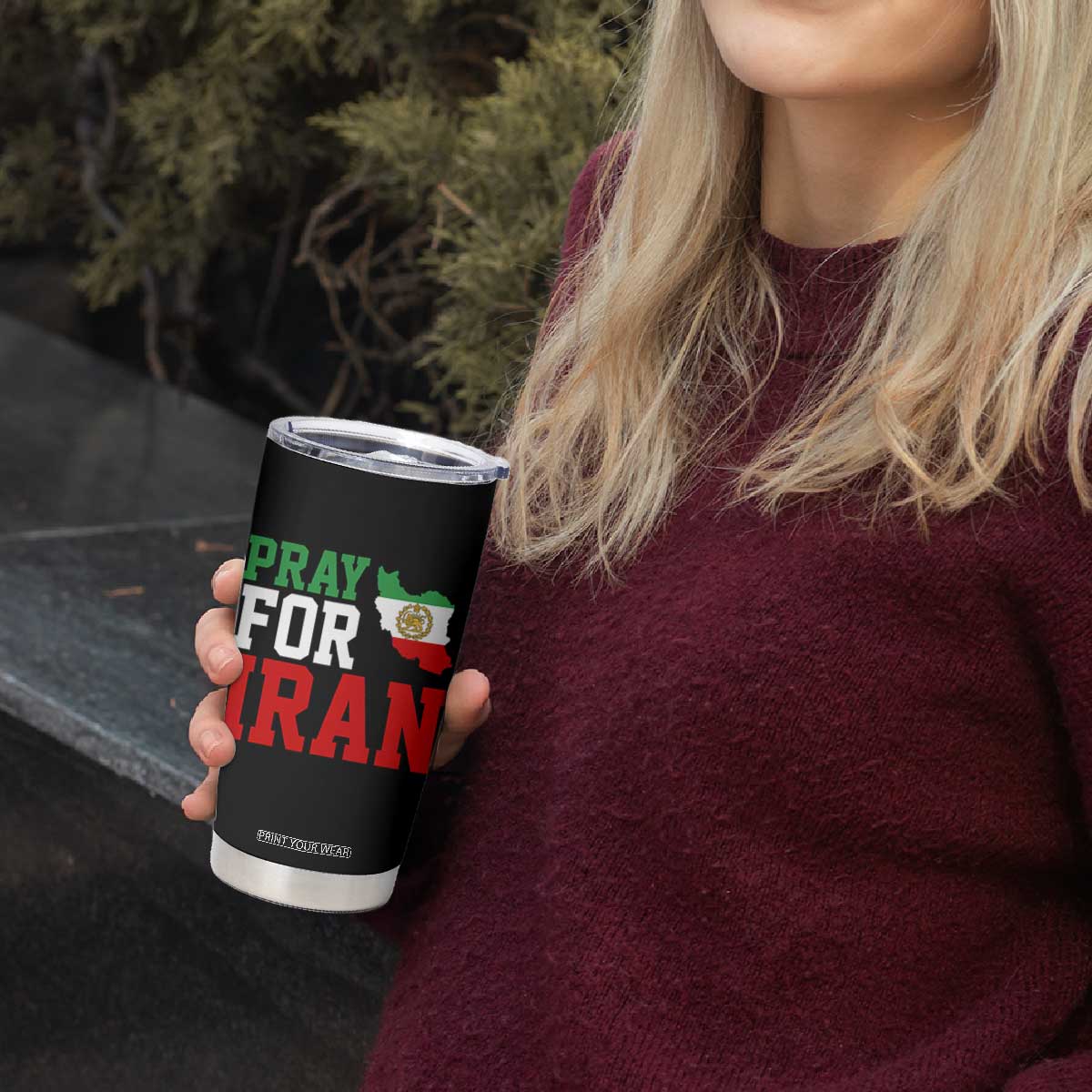 Pray For Iran Tumbler Cup Anti War Protest Apparel Gift TS12 Print Your Wear