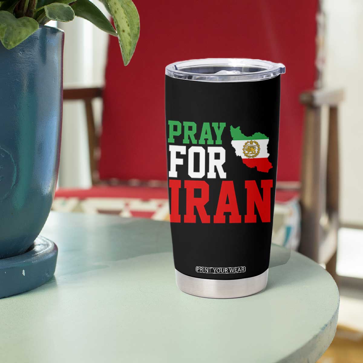 Pray For Iran Tumbler Cup Anti War Protest Apparel Gift TS12 Print Your Wear