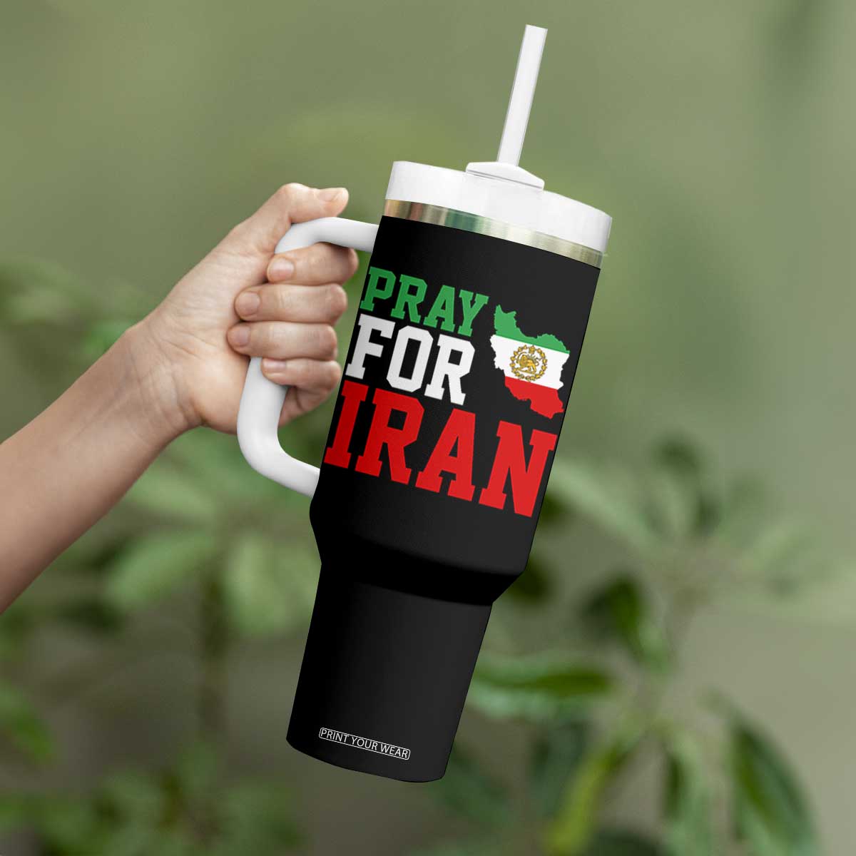 Pray For Iran Tumbler With Handle Anti War Protest Apparel Gift TS12 Print Your Wear