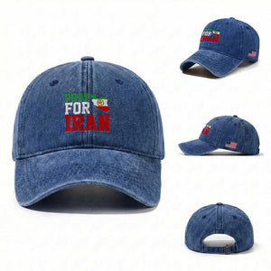 Pray For Iran Washed Cotton Baseball Cap Anti War Protest Apparel Gift TS12 Washed Cap Universal Fit Royal Blue Print Your Wear