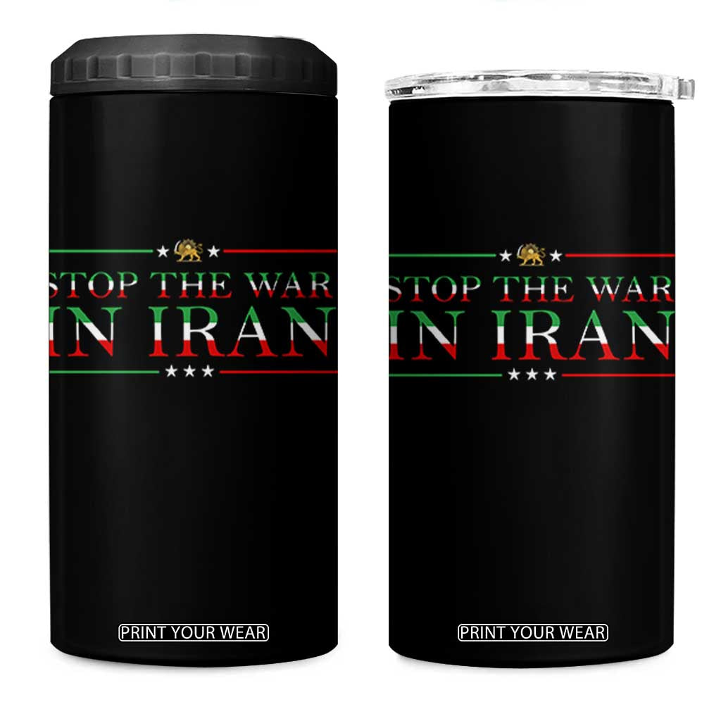 Stop The War In Iran 4 in 1 Can Cooler Tumbler Anti War Protest TS12 One Size: 16 oz Black Print Your Wear