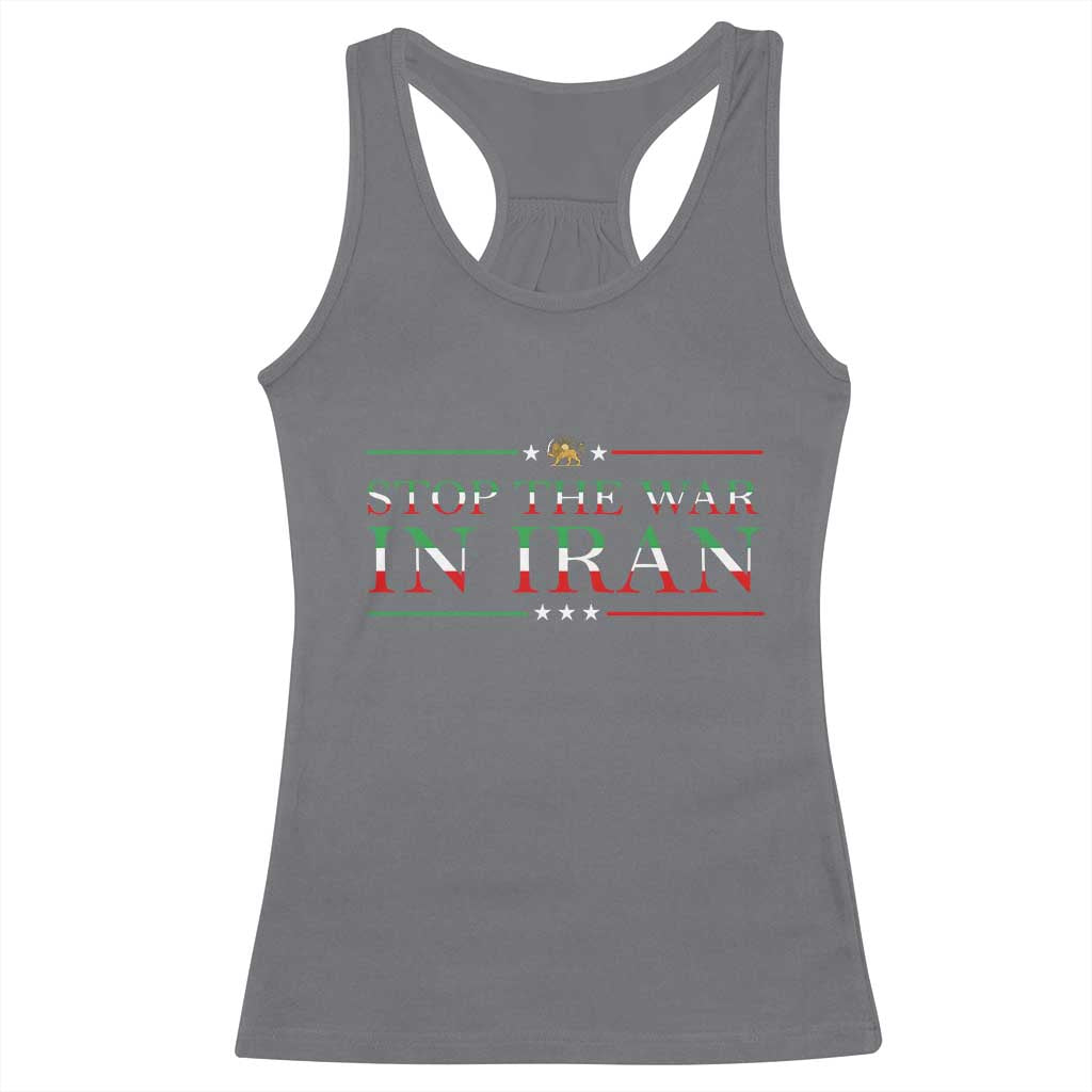 Stop The War In Iran Racerback Tank Top Anti War Protest TS12 Charcoal Print Your Wear