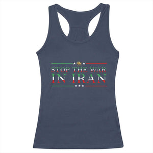 Stop The War In Iran Racerback Tank Top Anti War Protest TS12 Navy Print Your Wear