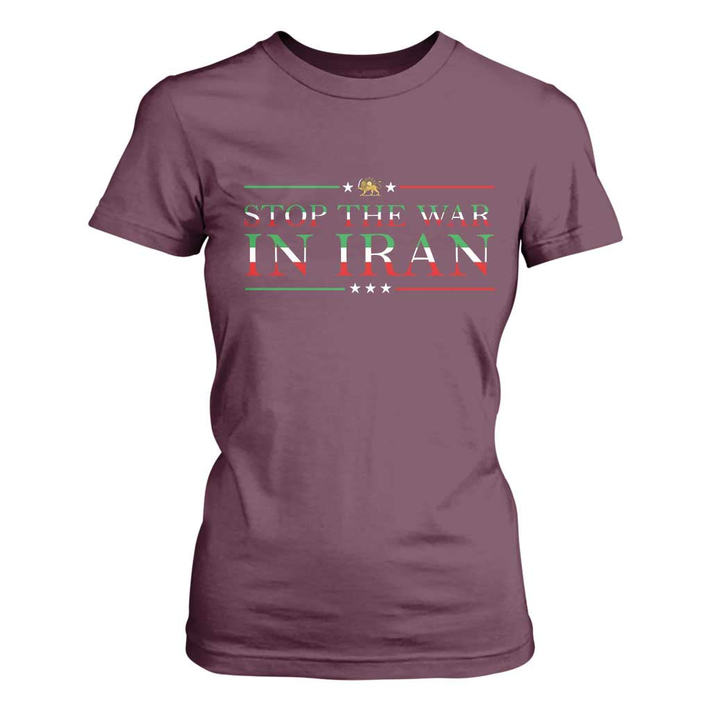 Stop The War In Iran T Shirt For Women Anti War Protest TS12 Maroon Print Your Wear