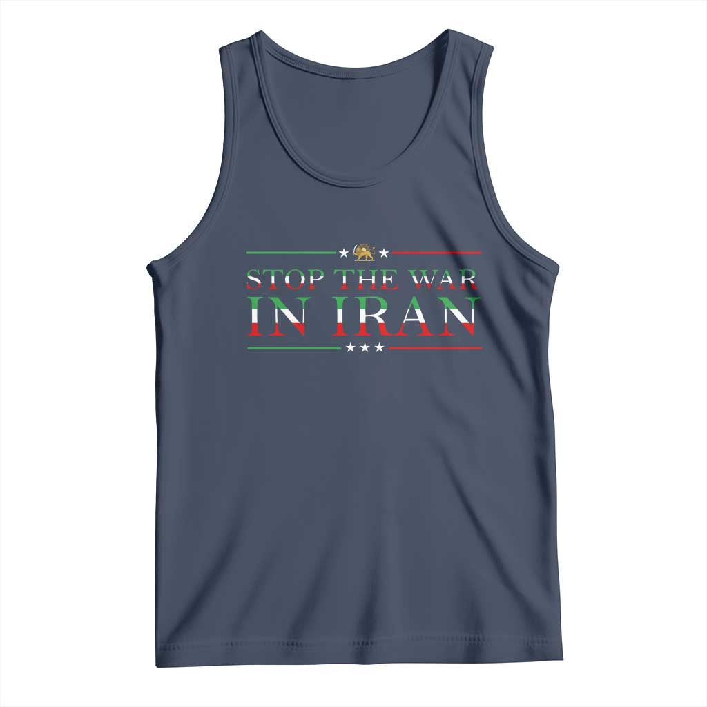 Stop The War In Iran Tank Top Anti War Protest TS12 Navy Print Your Wear