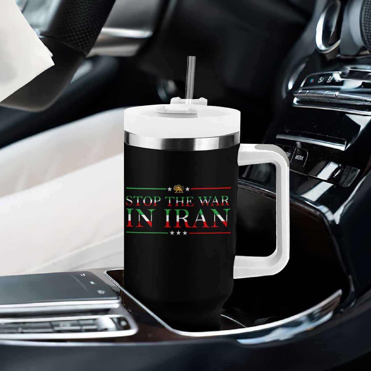 Stop The War In Iran Tumbler With Handle Anti War Protest TS12 Print Your Wear