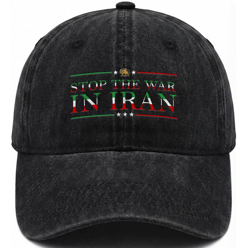 Stop The War In Iran Washed Cotton Baseball Cap Anti War Protest TS12 Print Your Wear